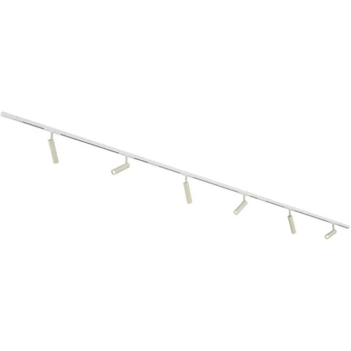 QAZQA Deckenstrahler|Aufbaustrahler*Modernes Schienensystem mit 6 Strahlern Beige und Weiß 1-phasig - Slimline Uzzy