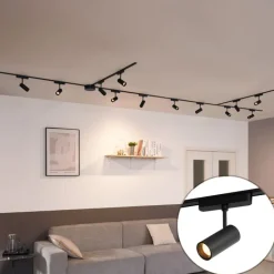 QAZQA Led-Strahler|Deckenstrahler*Modernes Schienensystem mit 12 schwarzen Strahlern 1-phasig 600 cm - Magnetic Gert