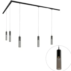QAZQA Schlafzimmerlampen|Küchenlampen*Modernes Schienensystem mit 5 schwarzen Pendelleuchten 1-phasig - Iconic Lloyd