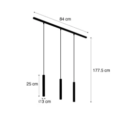 QAZQA Deckenstrahler|Aufbaustrahler*Modernes Schienensystem mit 3 Pendelleuchten Bronze 1-phasig - Slimline Keno