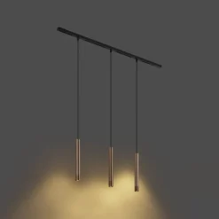 QAZQA Deckenstrahler|Aufbaustrahler*Modernes Schienensystem mit 3 Pendelleuchten Bronze 1-phasig - Slimline Keno