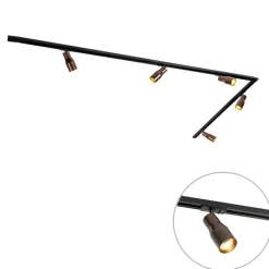 QAZQA Deckenstrahler|Aufbaustrahler*Modernes Schienensystem mit 5 Strahlern Dunkelbronze 1-phasig - Iconic Kohua