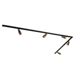 QAZQA Deckenstrahler|Aufbaustrahler*Modernes Schienensystem mit 5 Strahlern Dunkelbronze 1-phasig - Iconic Kohua