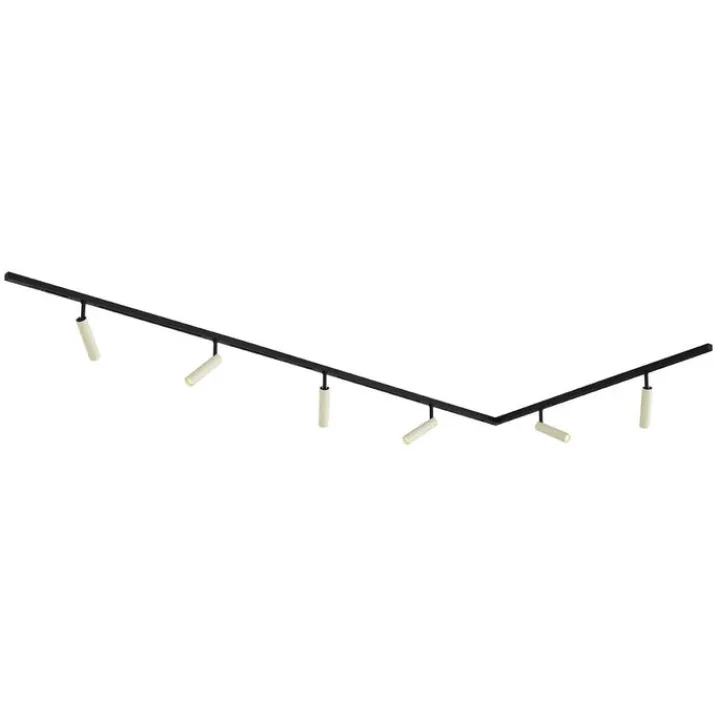 QAZQA Deckenstrahler|Aufbaustrahler*Modernes Schienensystem mit 6 Spots in Beige und Schwarz, 1-phasig - Slimline Uzzy