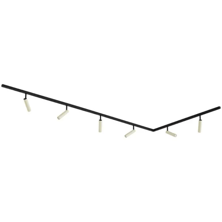 QAZQA Deckenstrahler|Aufbaustrahler*Modernes Schienensystem mit 6 Spots in Beige und Schwarz, 1-phasig - Slimline Uzzy