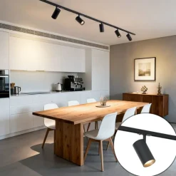 QAZQA Led-Strahler|Deckenstrahler*Modernes Schienensystem mit 5 Strahlern schwarz 1-phasig - Iconic Mark