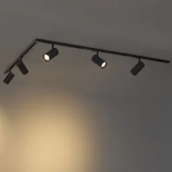 QAZQA Led-Strahler|Deckenstrahler*Modernes Schienensystem mit 5 Strahlern schwarz 1-phasig - Iconic Mark