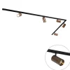 QAZQA Deckenstrahler|Aufbaustrahler*Modernes Schienensystem mit 5 Strahlern Dunkelbronze 1-Phasen GU10 70mm - Iconic Jeana Luxe