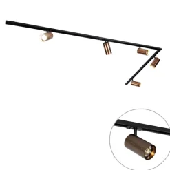 QAZQA Deckenstrahler|Aufbaustrahler*Modernes Schienensystem mit 5 Strahlern Dunkelbronze 1-Phasen GU10 70mm - Iconic Jeana Luxe