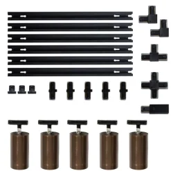 QAZQA Deckenstrahler|Aufbaustrahler*Modernes Schienensystem mit 5 Strahlern Dunkelbronze 1-Phasen GU10 70mm - Iconic Jeana Luxe