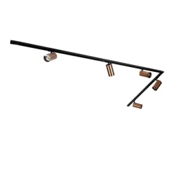 QAZQA Deckenstrahler|Aufbaustrahler*Modernes Schienensystem mit 5 Strahlern Dunkelbronze 1-Phasen GU10 70mm - Iconic Jeana Luxe
