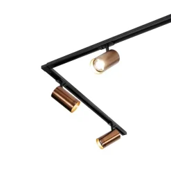 QAZQA Deckenstrahler|Aufbaustrahler*Modernes Schienensystem mit 5 Strahlern Dunkelbronze 1-Phasen GU10 70mm - Iconic Jeana Luxe