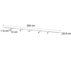 QAZQA Deckenstrahler|Aufbaustrahler*Modernes Schienensystem mit 5 Strahlern Dunkelbronze 1-Phasen GU10 70mm - Iconic Jeana Luxe