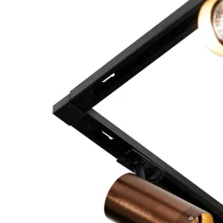 QAZQA Deckenstrahler|Aufbaustrahler*Modernes Schienensystem mit 5 Strahlern Dunkelbronze 1-Phasen GU10 70mm - Iconic Jeana Luxe