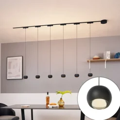 QAZQA Led-Strahler|Deckenstrahler*Modernes Schienensystem mit 6 schwarzen Pendelleuchten 1-phasig - Magnetic Lance