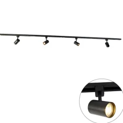 QAZQA Deckenstrahler|Aufbaustrahler*Modernes Schienensystem mit 4 Strahlern schwarz 1-phasig - Iconic Yade
