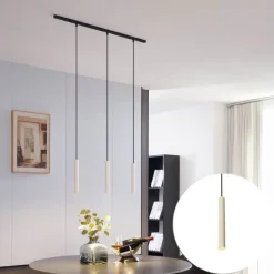 QAZQA Deckenstrahler|Aufbaustrahler*Modernes Schienensystem mit 3 Hängelampen Beige mit Schwarz 1-phasig - Slimline Keno