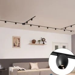 QAZQA Led-Strahler|Deckenstrahler*Modernes Schienensystem mit 12 schwarzen Strahlern 1-phasig - Magnetic Zagaye