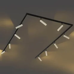 QAZQA Aufbaustrahler|Deckenstrahler*Modernes Schienensystem mit 10 Strahlern Beige und Schwarz 1-phasig - Slimline Uzzy