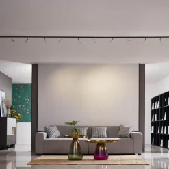 QAZQA Aufbaustrahler|Deckenstrahler*Modernes Schienensystem mit 10 Strahlern Beige und Schwarz 1-phasig - Slimline Uzzy