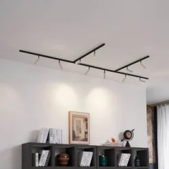 QAZQA Aufbaustrahler|Deckenstrahler*Modernes Schienensystem mit 10 Strahlern Beige und Schwarz 1-phasig - Slimline Uzzy