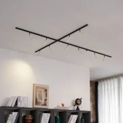 QAZQA Aufbaustrahler|Deckenstrahler*Modernes Schienensystem mit 10 Strahlern Beige und Schwarz 1-phasig - Slimline Uzzy