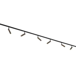 QAZQA Deckenstrahler|Aufbaustrahler*Modernes Schienensystem mit 6 dunkelbronzefarbenen Strahlern 1-phasig - Slimline Uzzy