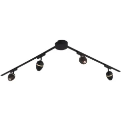 QAZQA Led-Strahler|Deckenstrahler*Modernes Schienensystem mit 4 schwarzen Strahlern 1-phasig - Magnetic Eggy
