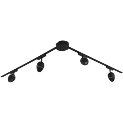 QAZQA Led-Strahler|Deckenstrahler*Modernes Schienensystem mit 4 schwarzen Strahlern 1-phasig - Magnetic Eggy