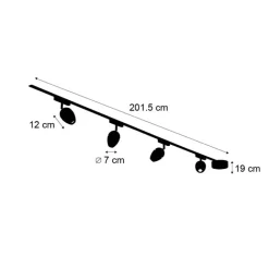 QAZQA Led-Strahler|Deckenstrahler*Modernes Schienensystem mit 4 schwarzen Strahlern 1-phasig - Magnetic Eggy