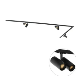 QAZQA Aufbaustrahler|Deckenstrahler*Modernes Schienensystem mit 3 Strahlern schwarz 1-phasig - Iconic Scopio