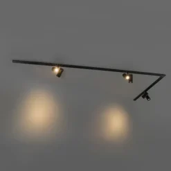 QAZQA Aufbaustrahler|Deckenstrahler*Modernes Schienensystem mit 3 Strahlern schwarz 1-phasig - Iconic Scopio