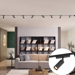 QAZQA Led-Strahler|Deckenstrahler*Modernes Schienensystem mit 8 schwarzen Strahlern 1-phasig - Magnetic Samson