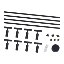 QAZQA Led-Strahler|Deckenstrahler*Modernes Schienensystem mit 8 schwarzen Strahlern 1-phasig - Magnetic Samson