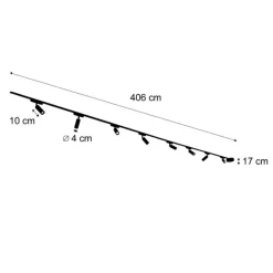 QAZQA Led-Strahler|Deckenstrahler*Modernes Schienensystem mit 8 schwarzen Strahlern 1-phasig - Magnetic Samson