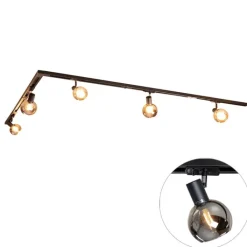 QAZQA Deckenstrahler|Aufbaustrahler*Modernes Schienensystem mit 5 schwarzen Strahlern 1-phasig - Iconic Lava