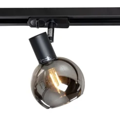 QAZQA Deckenstrahler|Aufbaustrahler*Modernes Schienensystem mit 5 schwarzen Strahlern 1-phasig - Iconic Lava