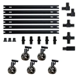 QAZQA Deckenstrahler|Aufbaustrahler*Modernes Schienensystem mit 5 schwarzen Strahlern 1-phasig - Iconic Lava