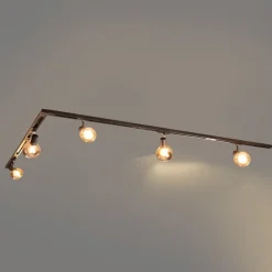 QAZQA Deckenstrahler|Aufbaustrahler*Modernes Schienensystem mit 5 schwarzen Strahlern 1-phasig - Iconic Lava