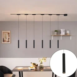 QAZQA Led-Strahler|Deckenstrahler*Modernes Schienensystem mit 6 schwarzen Pendelleuchten 1-phasig - Magnetic Cassie