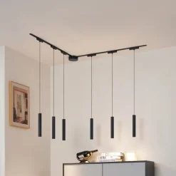 QAZQA Led-Strahler|Deckenstrahler*Modernes Schienensystem mit 6 schwarzen Pendelleuchten 1-phasig - Magnetic Cassie