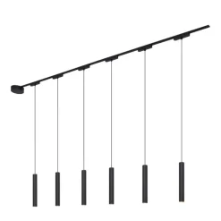 QAZQA Led-Strahler|Deckenstrahler*Modernes Schienensystem mit 6 schwarzen Pendelleuchten 1-phasig - Magnetic Cassie