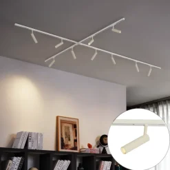 QAZQA Deckenstrahler|Aufbaustrahler*Modernes Schienensystem mit 10 Strahlern Beige und Weiß 1-phasig - Slimline Uzzy