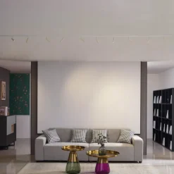 QAZQA Deckenstrahler|Aufbaustrahler*Modernes Schienensystem mit 10 Strahlern Beige und Weiß 1-phasig - Slimline Uzzy