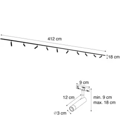 QAZQA Deckenstrahler|Aufbaustrahler*Modernes Schienensystem mit 10 Strahlern Beige und Weiß 1-phasig - Slimline Uzzy