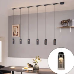 QAZQA Schlafzimmerlampen|Küchenlampen*Modernes Schienensystem mit 6 schwarzen Pendelleuchten 1-phasig - Magnetic Vance