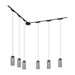 QAZQA Schlafzimmerlampen|Küchenlampen*Modernes Schienensystem mit 6 schwarzen Pendelleuchten 1-phasig - Magnetic Vance
