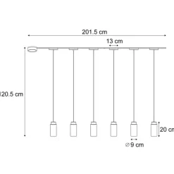 QAZQA Schlafzimmerlampen|Küchenlampen*Modernes Schienensystem mit 6 schwarzen Pendelleuchten 1-phasig - Magnetic Vance