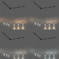 QAZQA Schlafzimmerlampen|Küchenlampen*Modernes Schienensystem mit 6 schwarzen Pendelleuchten 1-phasig - Magnetic Vance