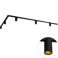 QAZQA Aufbaustrahler|Deckenstrahler*Modernes Schienensystem mit 5 schwarzen Strahlern 1-phasig GU10 35mm - Iconic Ruby